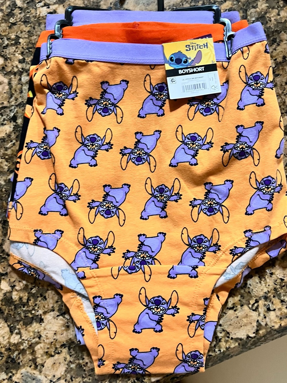 Disney Orange & Purple Boyshorts with Stitch Motif
